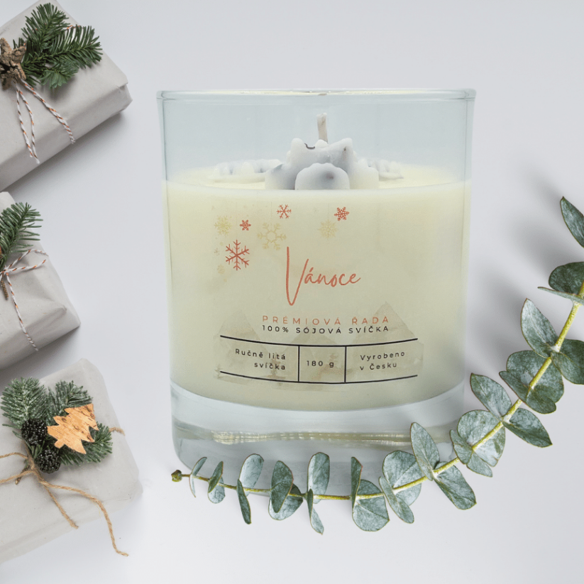 Vánoce, prémiová sójová svíčka - Velikost: 180g (M)