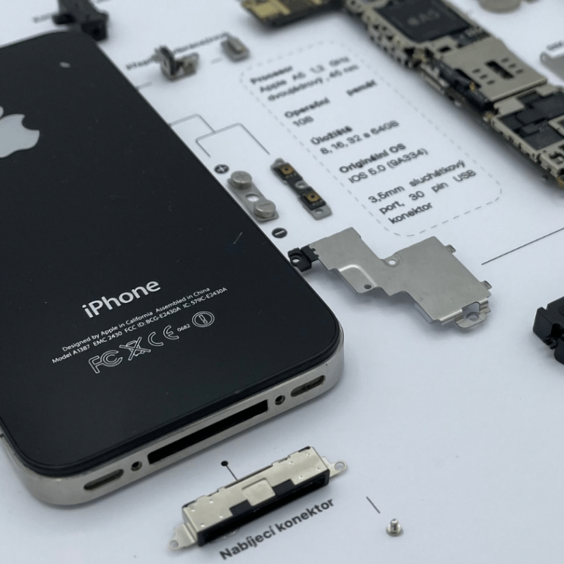 Obraz, Apple iPhone 4S černý - Barva rámečku: Bílá