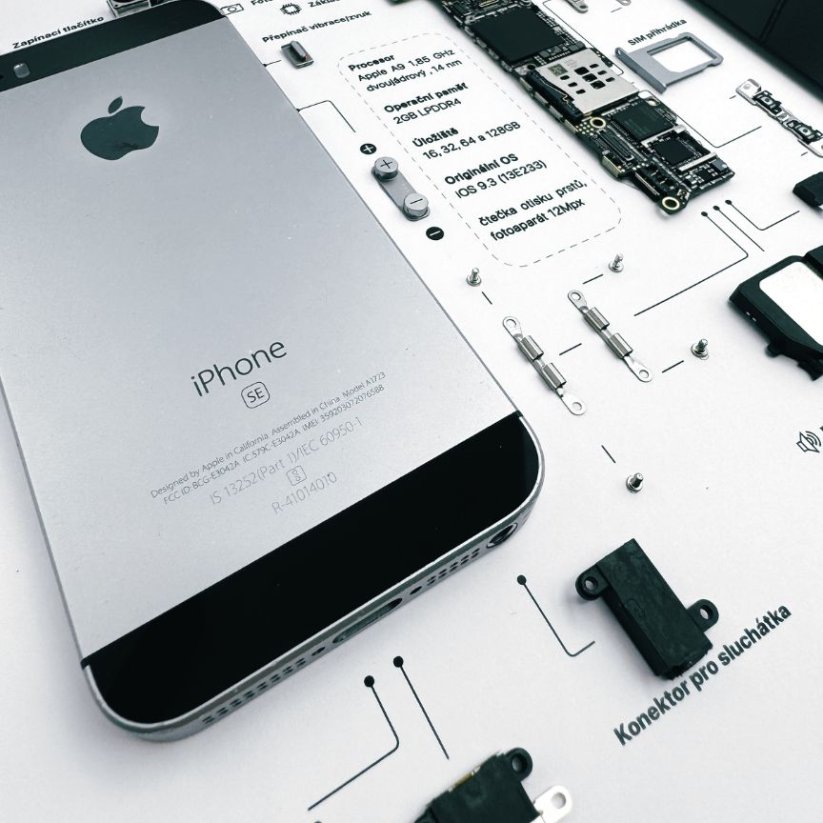 Obraz, Apple iPhone SE černý - Barva rámečku: Černá