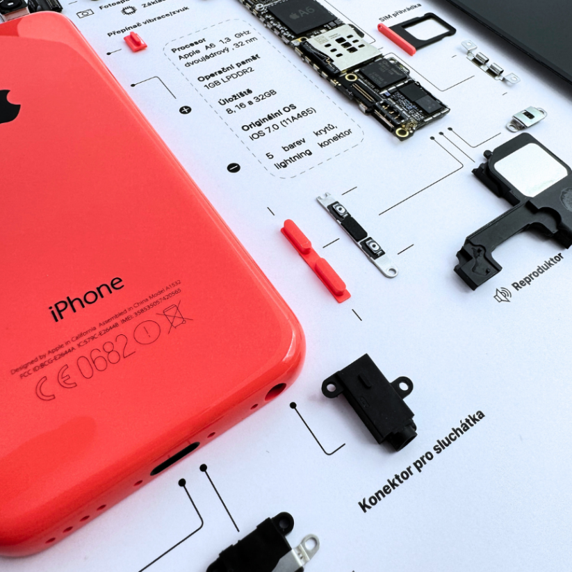 Obraz, Apple iPhone 5C růžový - Barva rámečku: Bílá