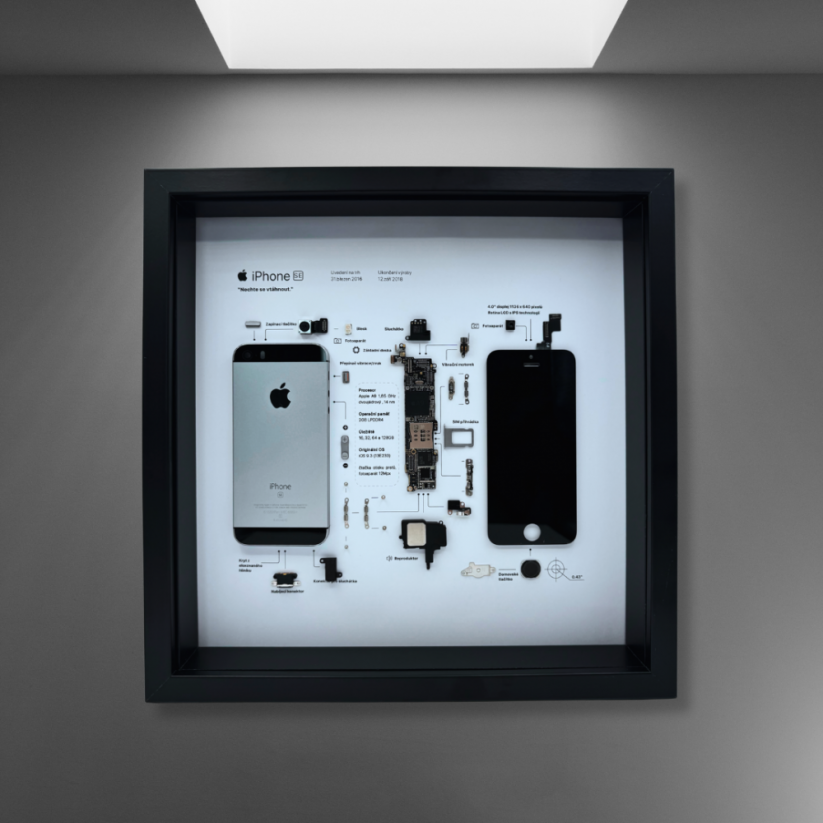 Obraz, Apple iPhone SE černý - Barva rámečku: Černá