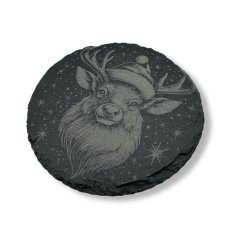 Břidlicový podtácek, jelen s čepicí