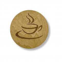 Dřevěný podtácek, káva