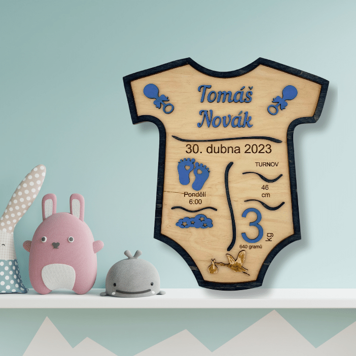 Designová cedulka k narození miminka, chlapeček