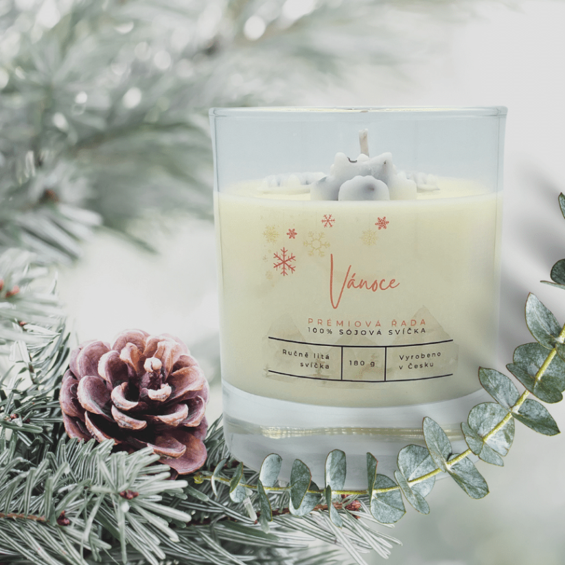 Vánoce, prémiová sójová svíčka - Velikost: 180g (M)