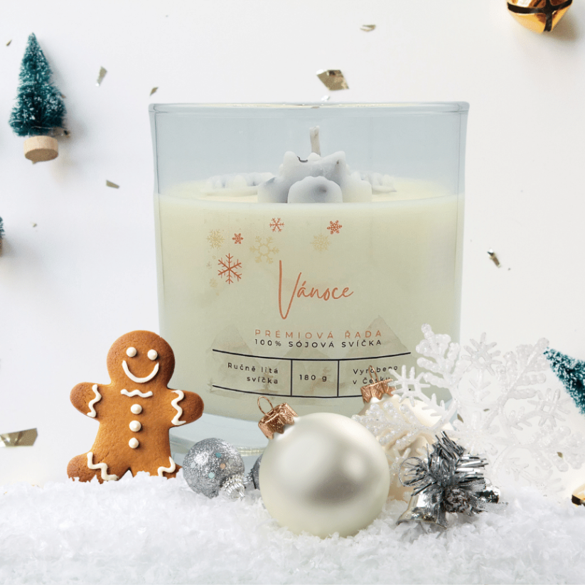 Vánoce, prémiová sójová svíčka - Velikost: 180g (M)