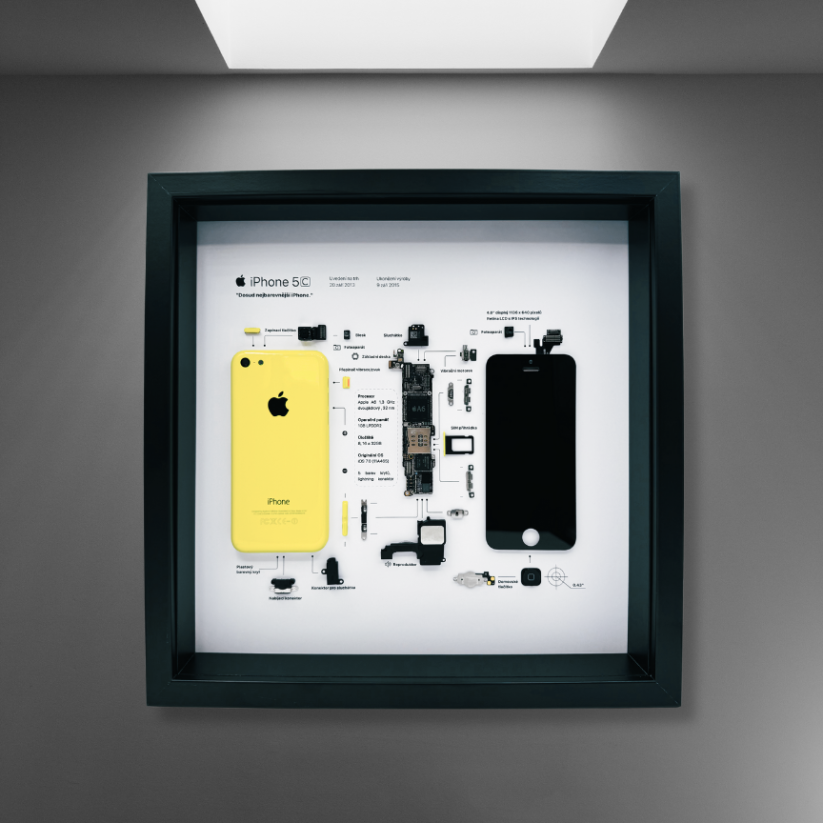 Obraz, Apple iPhone 5C žlutý - Barva rámečku: Černá