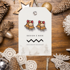 Vánoční zvonečky, dřevěné náušnice